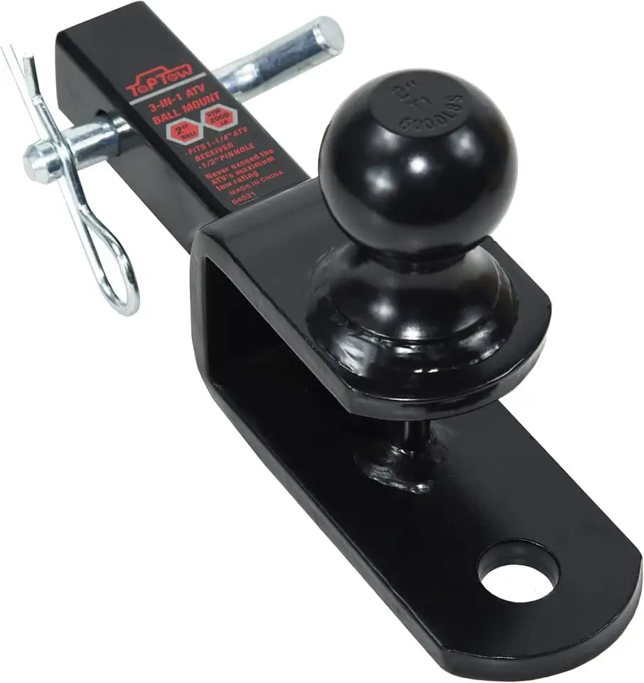 TOPTOW ATV/UTV Hitch Ball Mount, 2" Ball, Fits 1.25" Receiver | 3 in 1 ATV Trailer Hitch with Clevis Pin, Hitch Pin Included