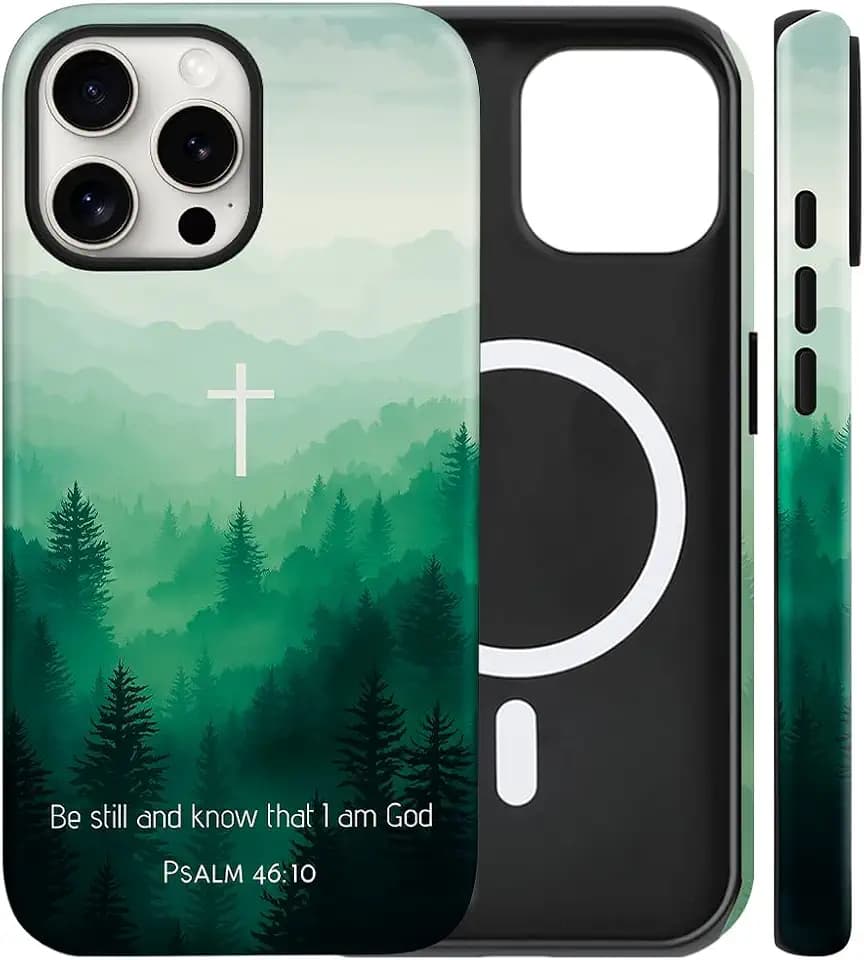 Magnetic for iPhone 15 Case Christian Cross Phone Case, Green