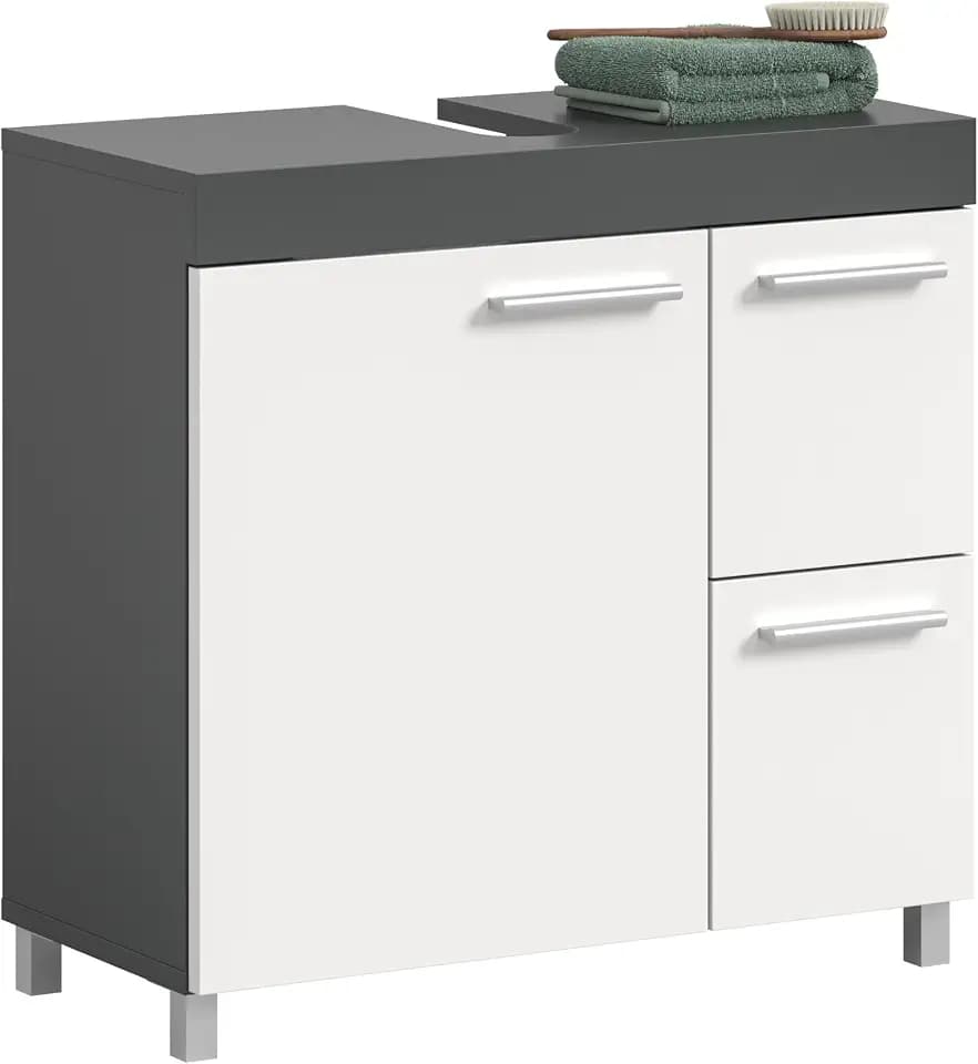 xonox.home Waschbeckenunterschrank Noah 65x63x31 cm weiß & anthrazit