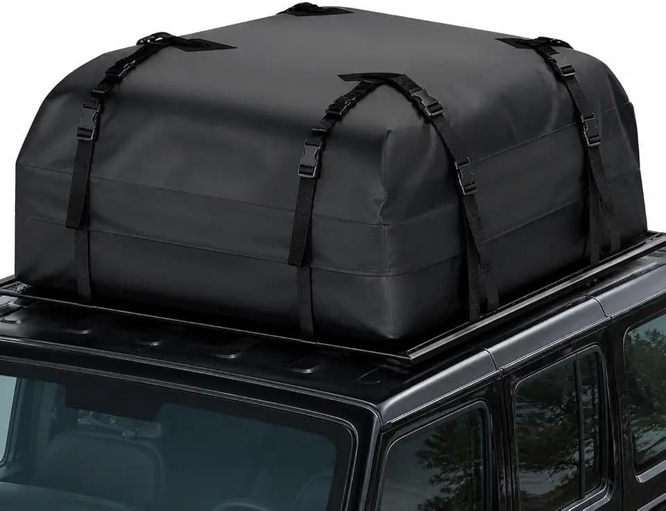 SR1 Performance USA Waterproof Rooftop Cargo Bag – Car Roof Carrier for Cars/SUVs with/Without Rack, Includes Non-Slip Mat, Heavy-Duty Straps, Lock for Secure Travel Storage (20 Cubic Feet, No Logo)