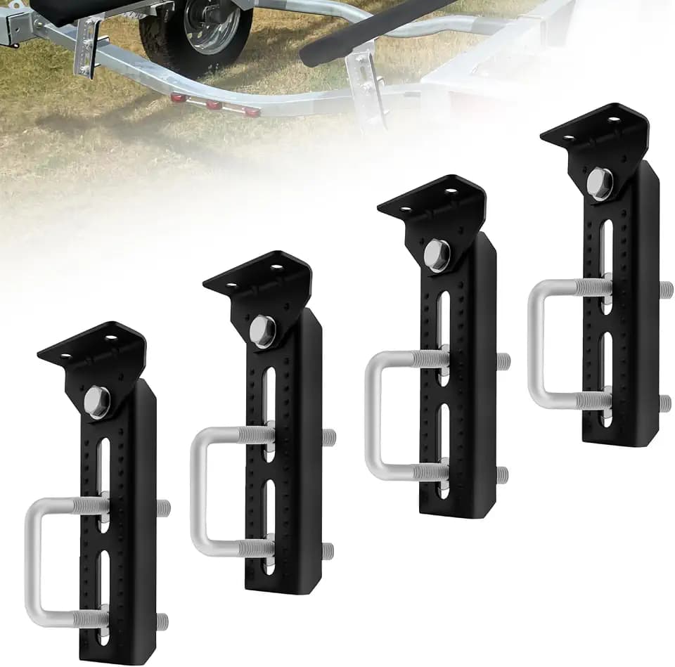 4 Pack 8" Boat Trailer Bunk Bracket Kit Galvanized Swivel Top Black