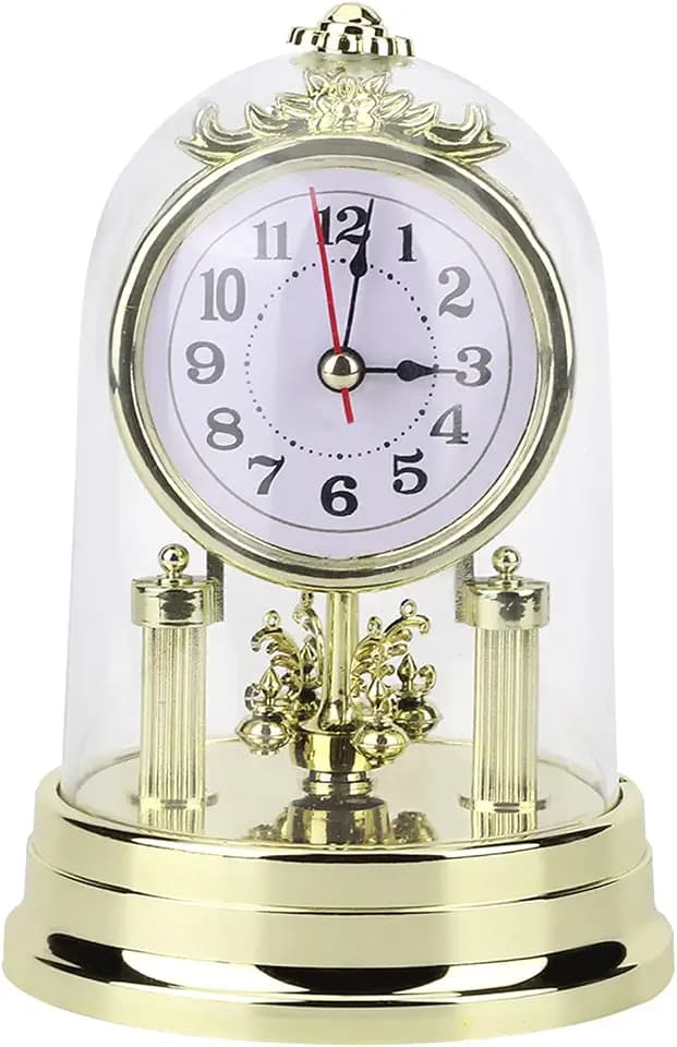 Cocoarm European Retro Style Wohnzimmeruhr Silent Antique Tischuhr Standuhr Decoration Home Ornament, 11 x 17 cm (Golden)