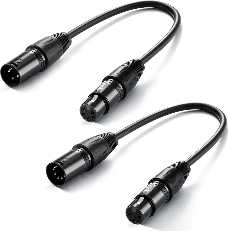 NEEWER XLR 3 Pin Male to XLR 5 Pin Female & 3Pin Female to 5Pin Male Audio Adapter Cables, 1 ft (30 cm), 2 Pack Converter Cords Set for Microphones DMX Stage Lights Mixers, MS028