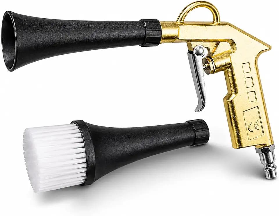 Air Blow Gun for Car Detailing, High Pressure Vortex Air Cleaning Gun, Interior Car Cleaning Tool for Air Compressor, Professional Detailing Air Gun for Car & Dashboard-Straight Fitting-Gold