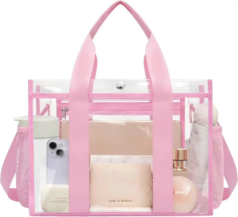 BAGAIL Clear Tote Bag with Inner Pocket, Transparent Travel Bag for Beach, Concert, Shopping& Work