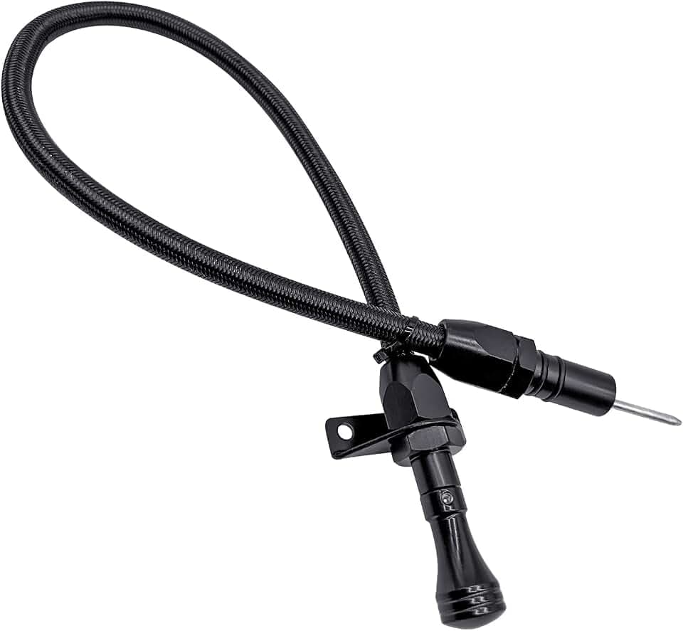 HAHAHA -TH350/TH400 Dipstick Turbo 350/400 Firewall Mounted Flex Transmission Oil Dipstick Compatible with GM/Chevy (Black)