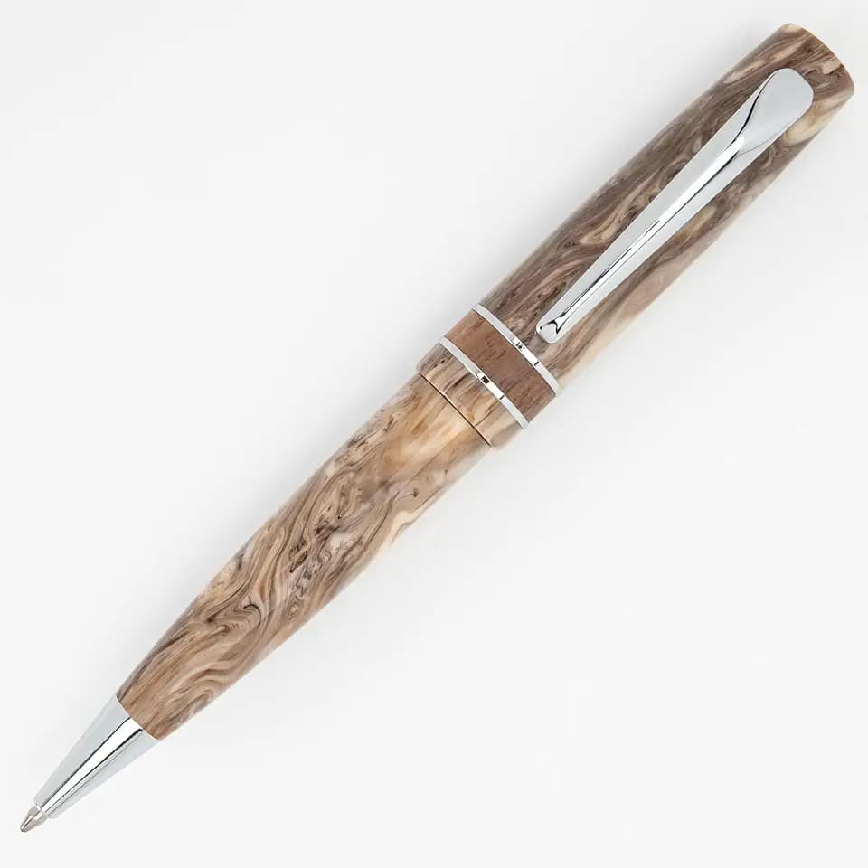 Monteverde USA Trees of the World Avenue of the Baobabs Ballpoint Pen, Beige Swirl, Ergonomic Design, Polished Chrome Trim, Solid Resin, Premium Writing Instrument