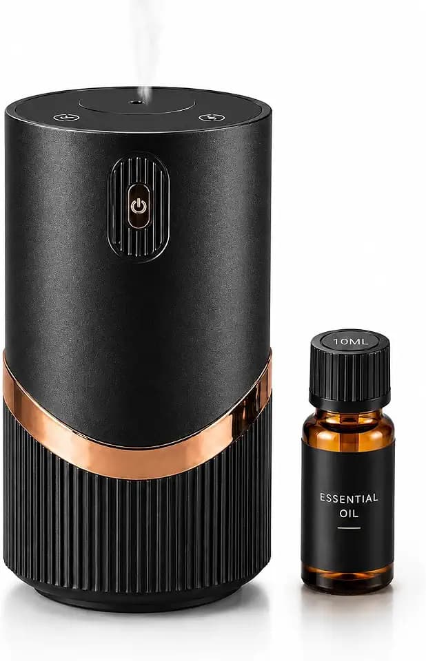 Waterless Essential Oil Diffusers for Home & Car, Cordless Diffuser, Black