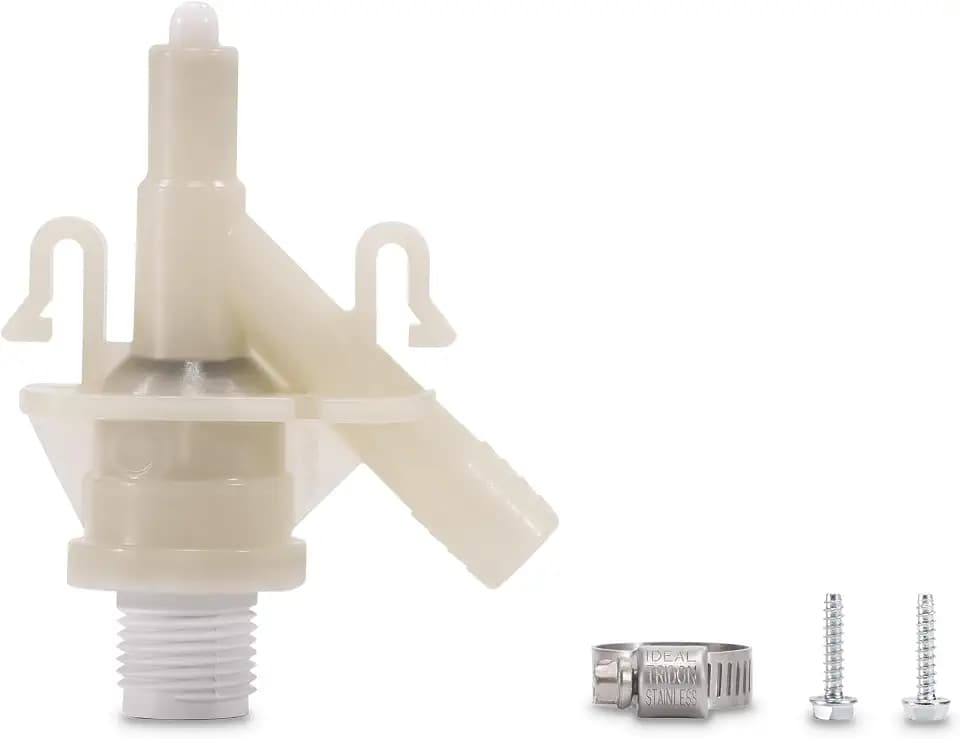 Genuine Dometic OEM Water Valve Kit | 300 and 400 Series Dometic and Sealand Toilets | Includes Hose Clamp and Fasteners | RV Toilet Repair and Replacement - (385311641)