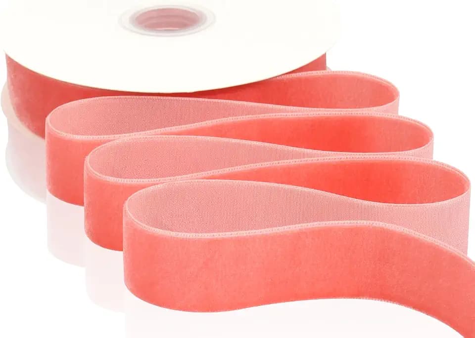 Velvet Ribbon 12 Yards Christmas Ribbon (Rose Gold, 1")