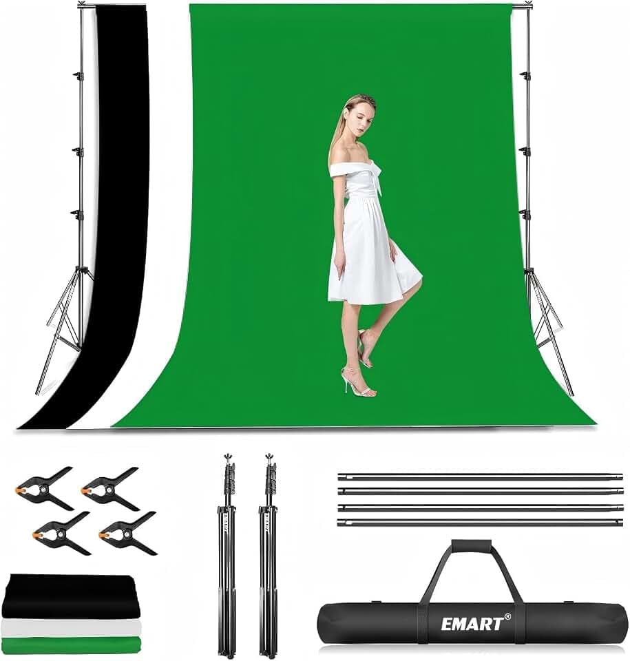 EMART Hintergrundsystem mit Stoff, 2,6×3m Professionelles Fotostudio Set