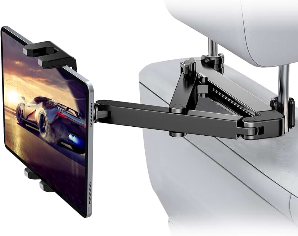 Tablet-Halterung für Auto-Kopfstütze [3-in-1 Dreieck-Verlängerungsarm] Tablet-Autohalterung für Rücksitz, Roadtrip Essentials für Kinder, iPad-Autohalterung für 11,9-37,1 cm Tablets und Handys, iPad