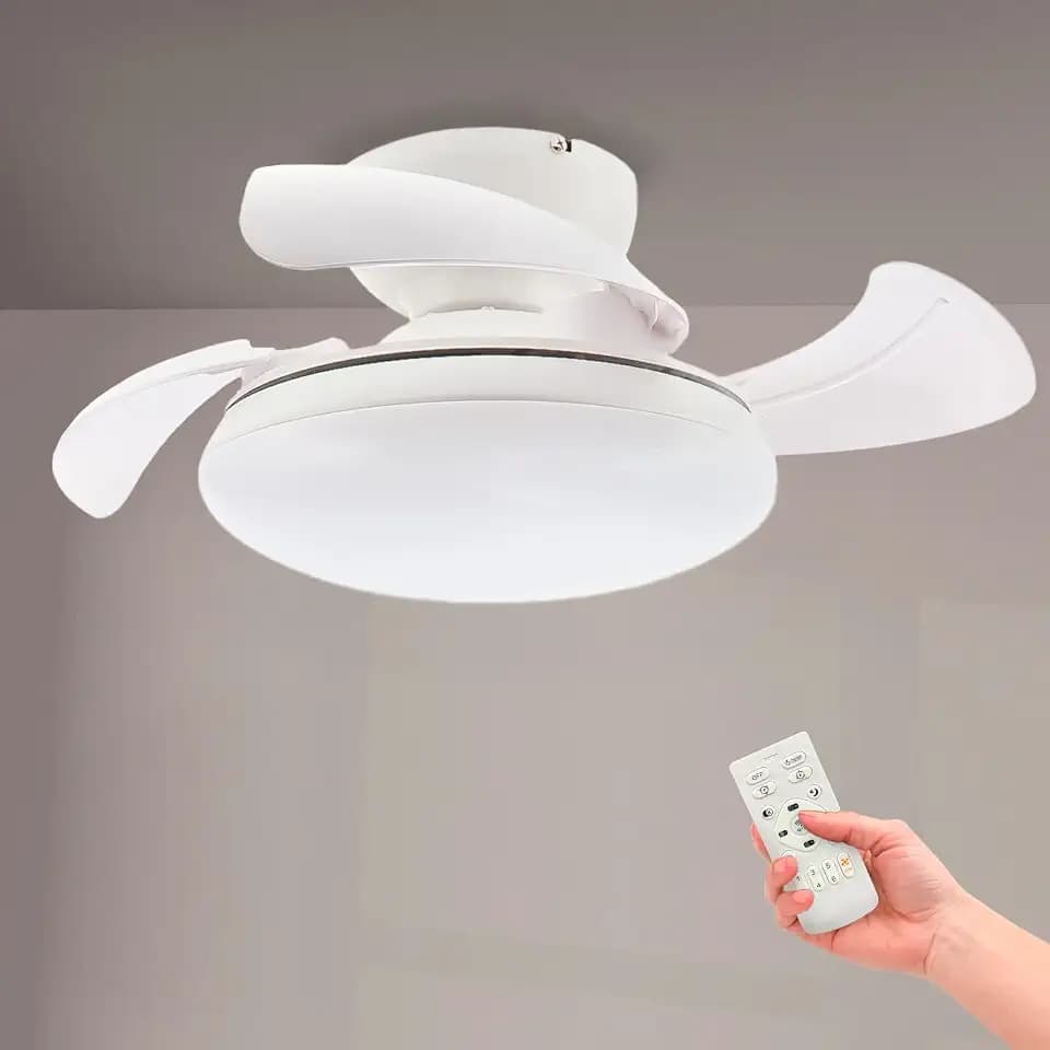 M mimotec- Mushroom LED Deckenventilator weiß Ø72,5cm, DC Motor, leise LED 24W Dimmbar 3CCT 2700-6500K, 2400lm, Fernbedienung, Timer, Sommer-/Winterfunktion