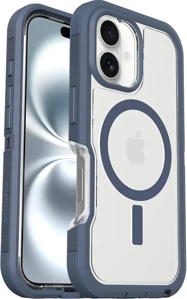 OtterBox iPhone 16 Phone Case Defender Series XT (Clear & Blue) Military-Grade Drop Protection, MagSafe, Shockproof Protective Phone Cover, Slim Fit with Raised Bezel, Non-Retail Packaging