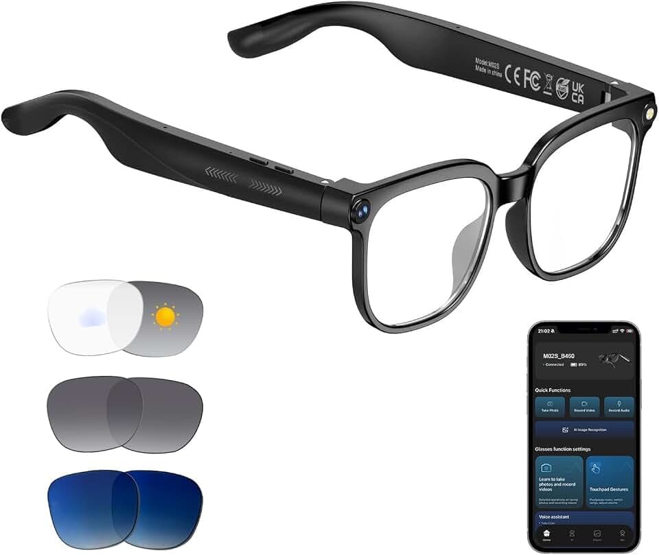 AI Smart Glasses with Camera, 8MP Camera, AI Translation & 4 Lenses