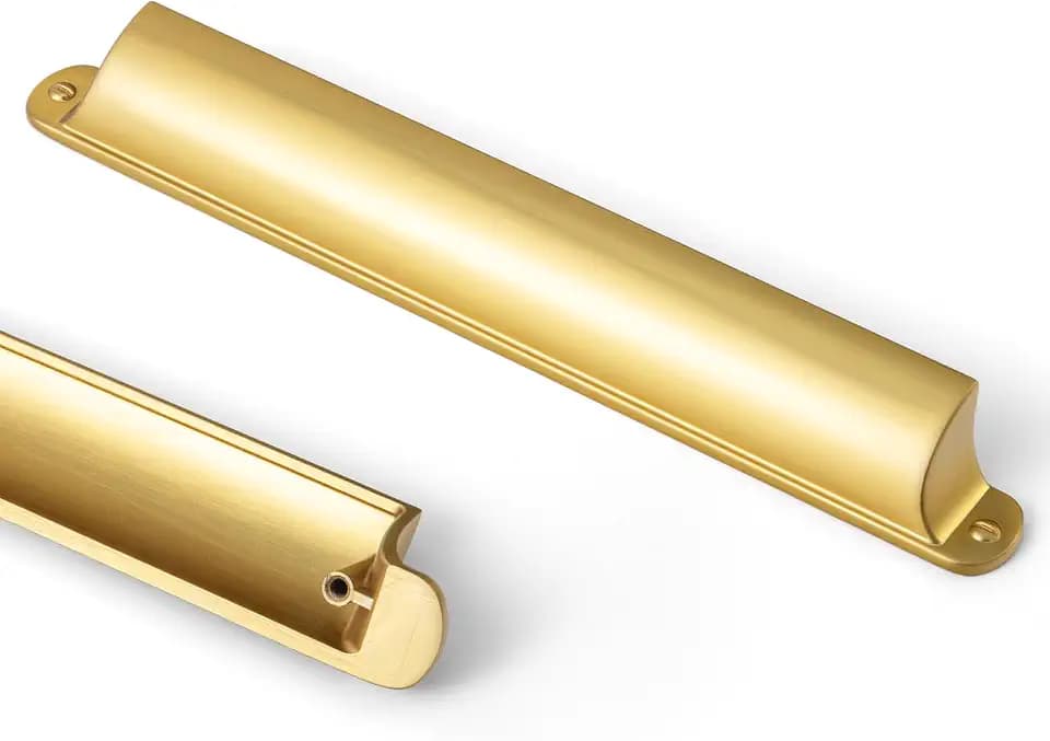 Goo-Ki 7.56" c-c Brushed Gold Cabinet Cup Pulls Bin Cup Drawer Pull, 6 Pack Modern Cup Pulls for Cabinets Dresser Handles Solid Zinc Alloy Kitchen Cabinet Hardware