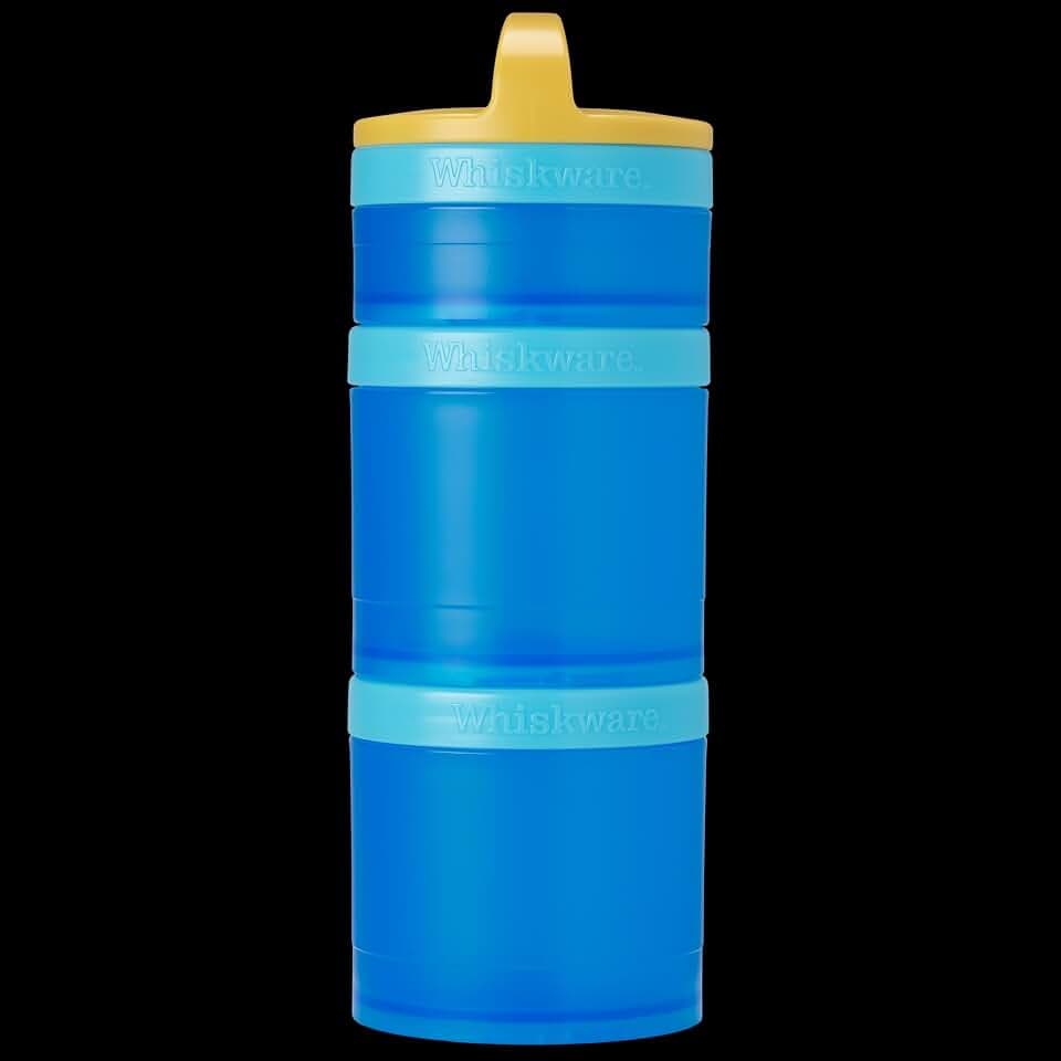 Whiskware Solid Snack Containers, 3 Stackable Snack Cups, Yellow/Blue