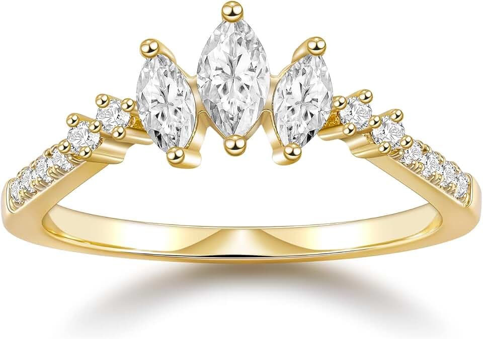 SHINYSO Curved Marquise Cubic Zirconia Stackable Wedding Band for Women