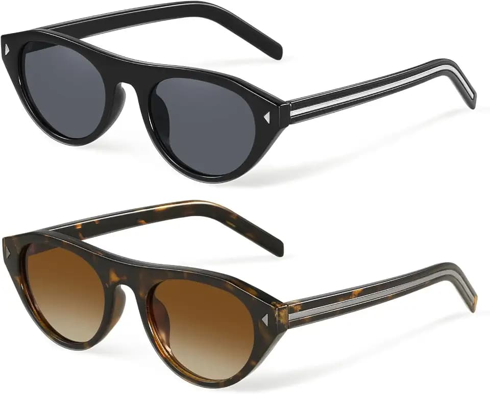 YDAOWKN Retro Small Oval Sunglasses for Women Men Narrow Trendy Sunnies