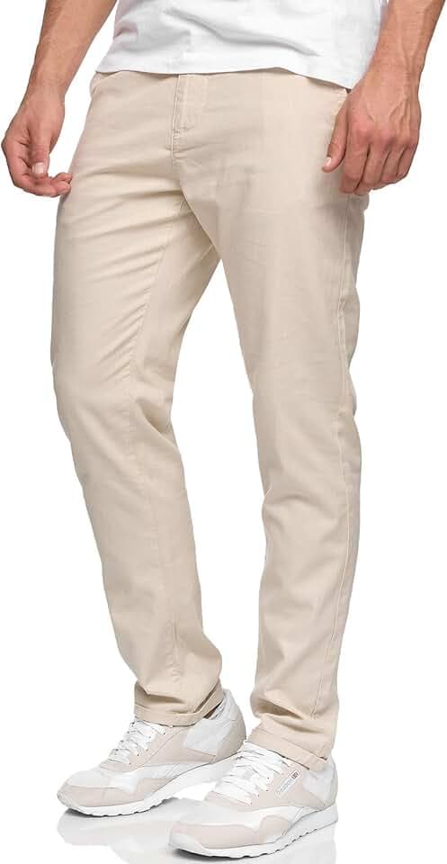 Indicode Herren Haverfield leichte Stoffhose aus Leinen und Baumwolle