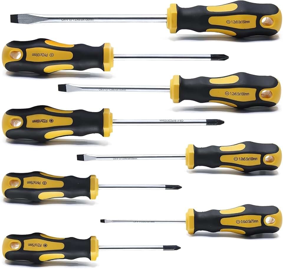 CCLIFE Schraubendreher Set 8-tlg Magnetisch Schlitz Kreuzschlitz Pozidriv | CR-V-Schraubendreher mit Magnetspitzen und praktischem Koffer für Reparaturen, Werkstatt, Haushalt und Montage.