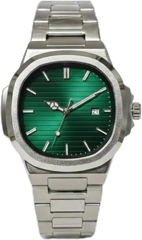 Herrenuhr aus Edelstahl, wasserdicht, Datumsanzeige und leuchtende Zeiger, sportlicher und luxuriöser Stil, bequem, quadratisches Zifferblatt von 40 mm, inklusive Bandeinstellungsset