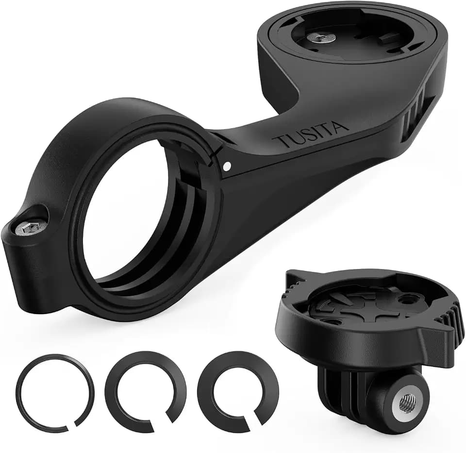 TUSITA Flush Out Front Mount Compatible with Wahoo Elemnt GPS Bike Computer,Quarter-Turn to Friction Flange Mount Adapter Included