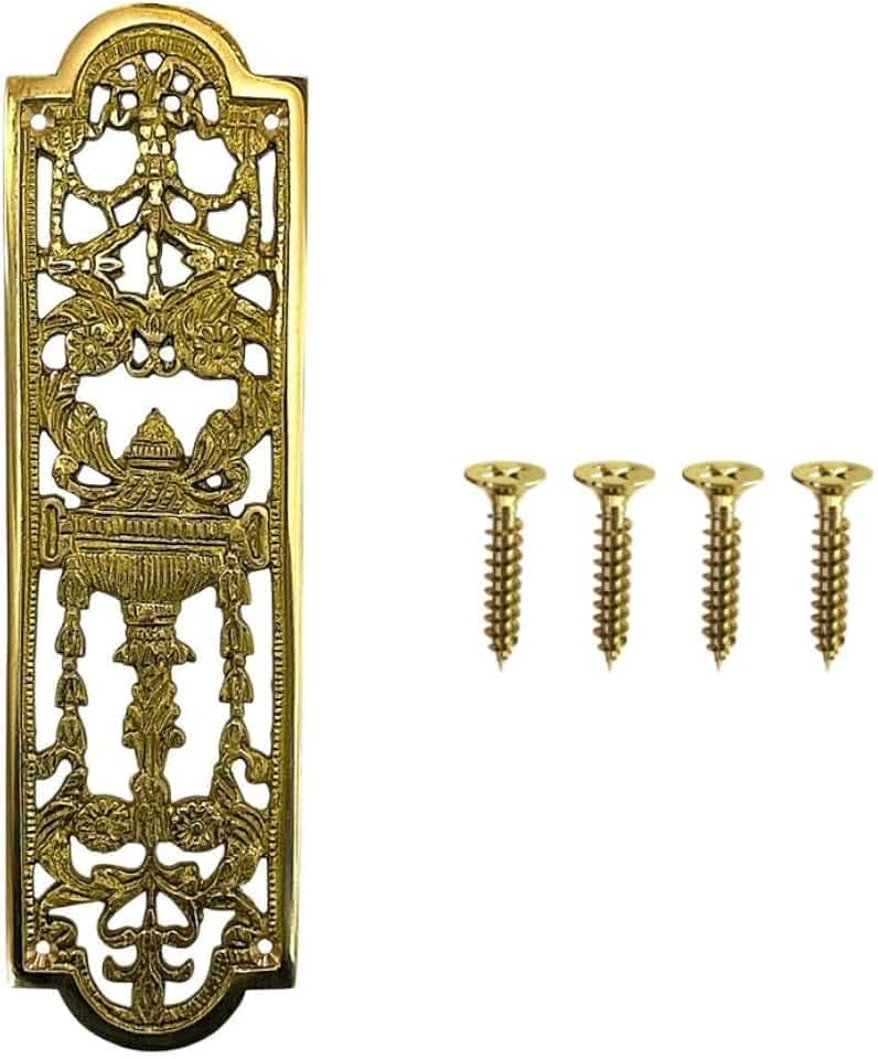 Antike massive Messing-Fingerplatte, 236 mm x 68 mm, Türschieberplatte mit Befestigungsschrauben, dekorative Tür-Möbel, 1 Stück