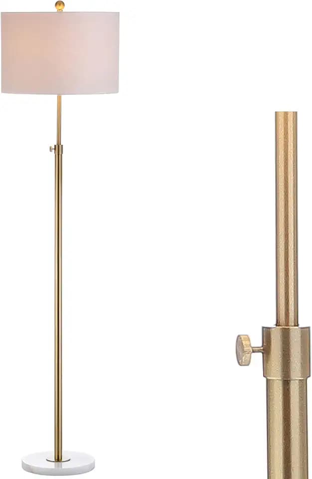 JONATHAN Y June 65" Adjustable Metal Marble Floor Lamp, Brass Gold