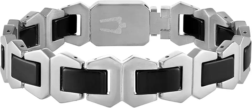 Bulova Men's Jewelry Icon Stainless Steel and Black Ceramic