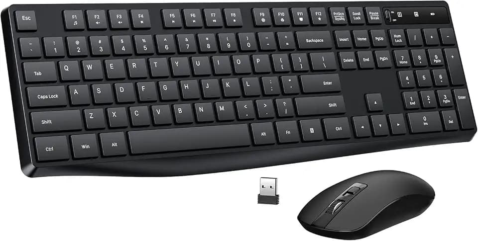 2.4G Wireless Keyboard Mouse Combo, Full-Sized for Computer- Black