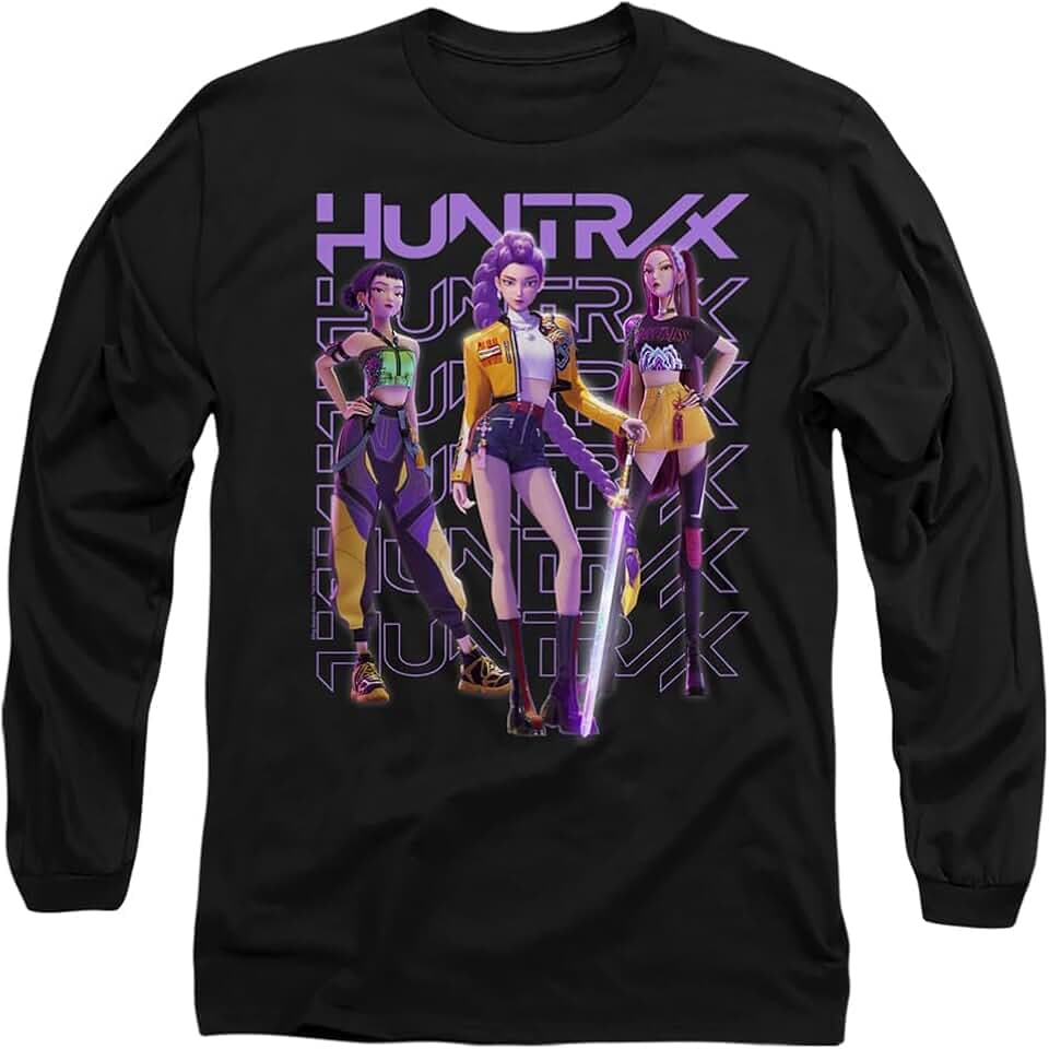 KPop Demon Hunters Unisex K-pop Demon Hunters-Huntrix Huntr/X Golden Trio Pose Long Sleeve T-Shirt