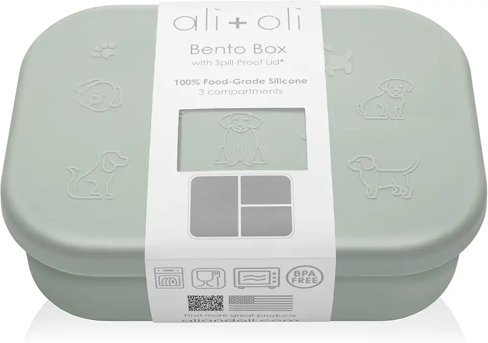 Ali+Oli Silicone Bento Box for Kids, Baby Lunch Box, BPA-Free, Spill-Proof