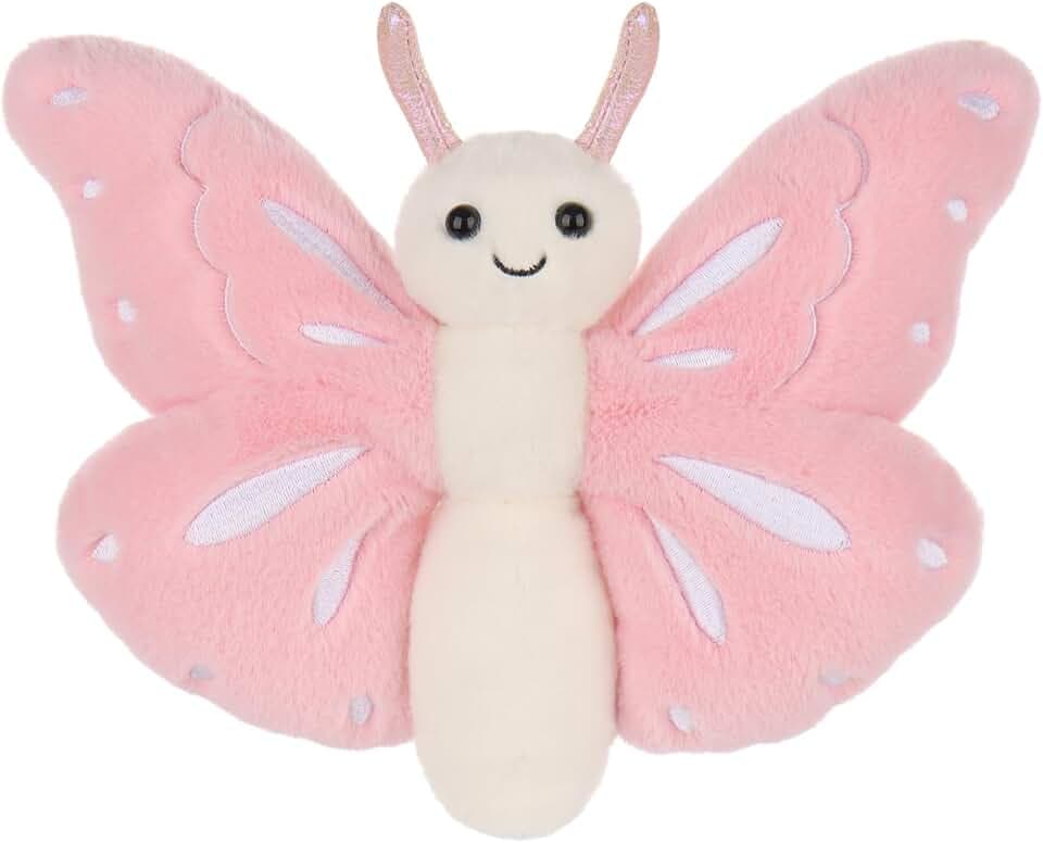 Apricot Lamb Pink Butterfly Plush Stuffed Animals Soft Plush Toys 7.5''
