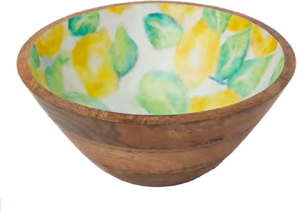 Boston International Mango Wood Bowl, Lemon Verbena, 10" Diameter x 4.5" Tall