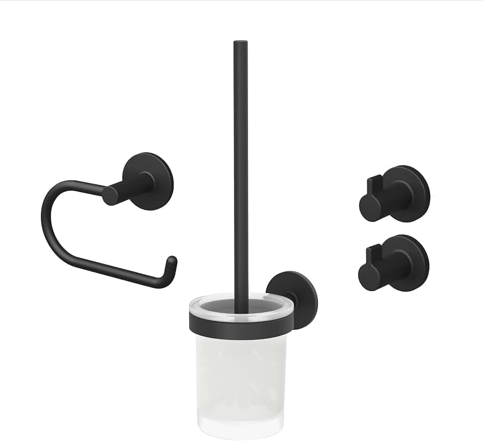 Lenz Bad-Accessoire-Set Nero Schwarz-matt – Anti-Fingerabdruck Oberfläche
