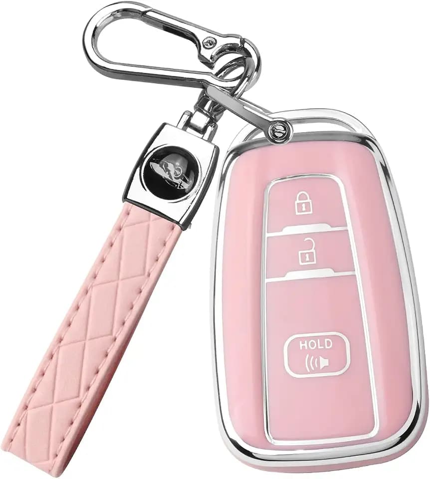 MILD EAST for Toyota 4Runner Key Fob Cover with Keychain 3 Button(Pink)