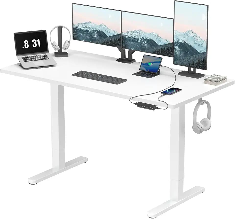 HUANUO Höhenverstellbarer Schreibtisch 160x80cm USB-C&USB-A Ladeanschl