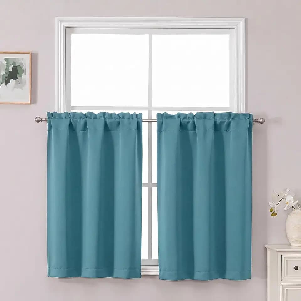 Chyhomenyc Turquoise Short Blackout Curtains for Windows 36 inch 2 Panels