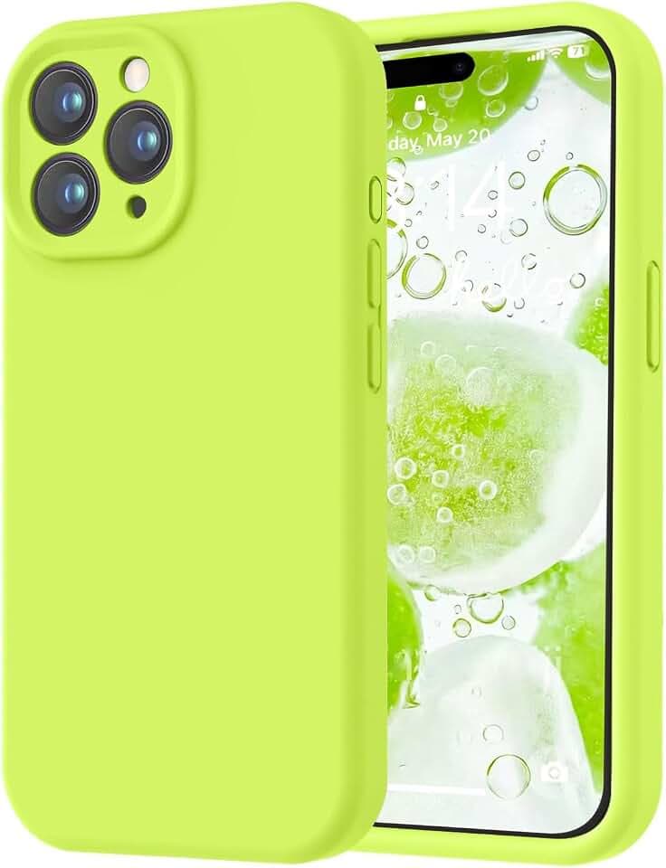 LOVE 3000 Designed for iPhone 15 Pro Max Case, Premium Silicone with [Soft Anti-Scratch Microfiber Lining] Shockproof Protective Phone Case for Men Women Girls 6.7", Fluorescent Green