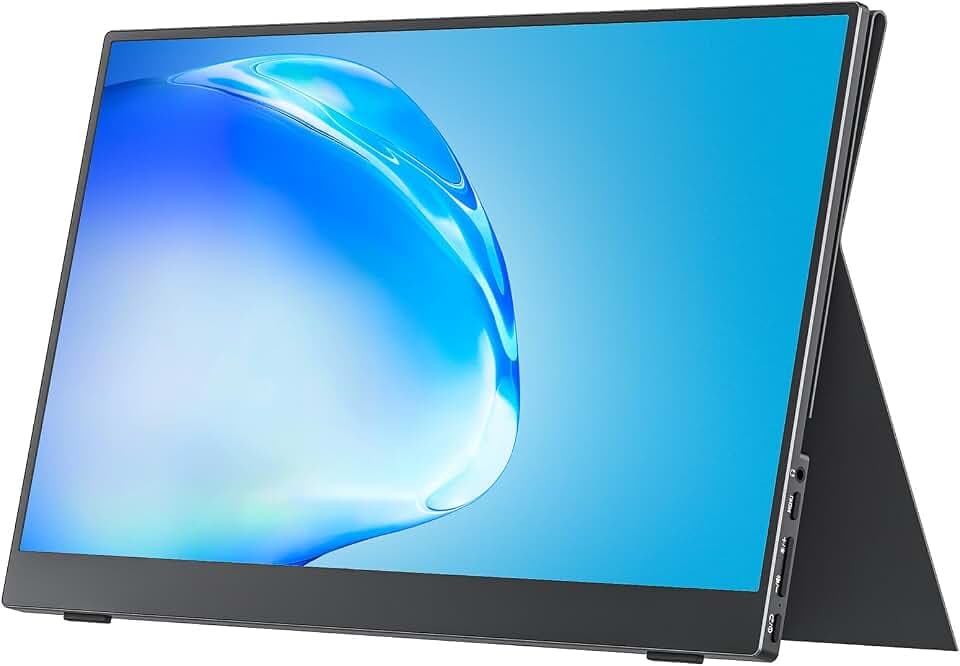 cocopar Portable Monitor 15.6 Zoll 1080P FHD 85% sRGB Mobiler Bildschirm Lautsprecher HDMI USB-C Tragbarer Monitor für Laptop MacBook Surface PC Xbox PS4/5, VESA montierbar mit Abdeckung Ständer
