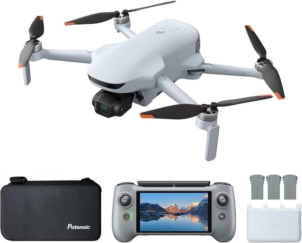 Potensic ATOM 3 Fly More Combo(RC PTD 2), Drohne mit 4K Kamera, 4K/60fps HDR-Video, 8K Foto, 1/1,3" Sensor, 120 Min. Flugzeit, 16KM Übertragung, AI Folgen 2.0, Med-Tele, < 249 g, Drone, C0
