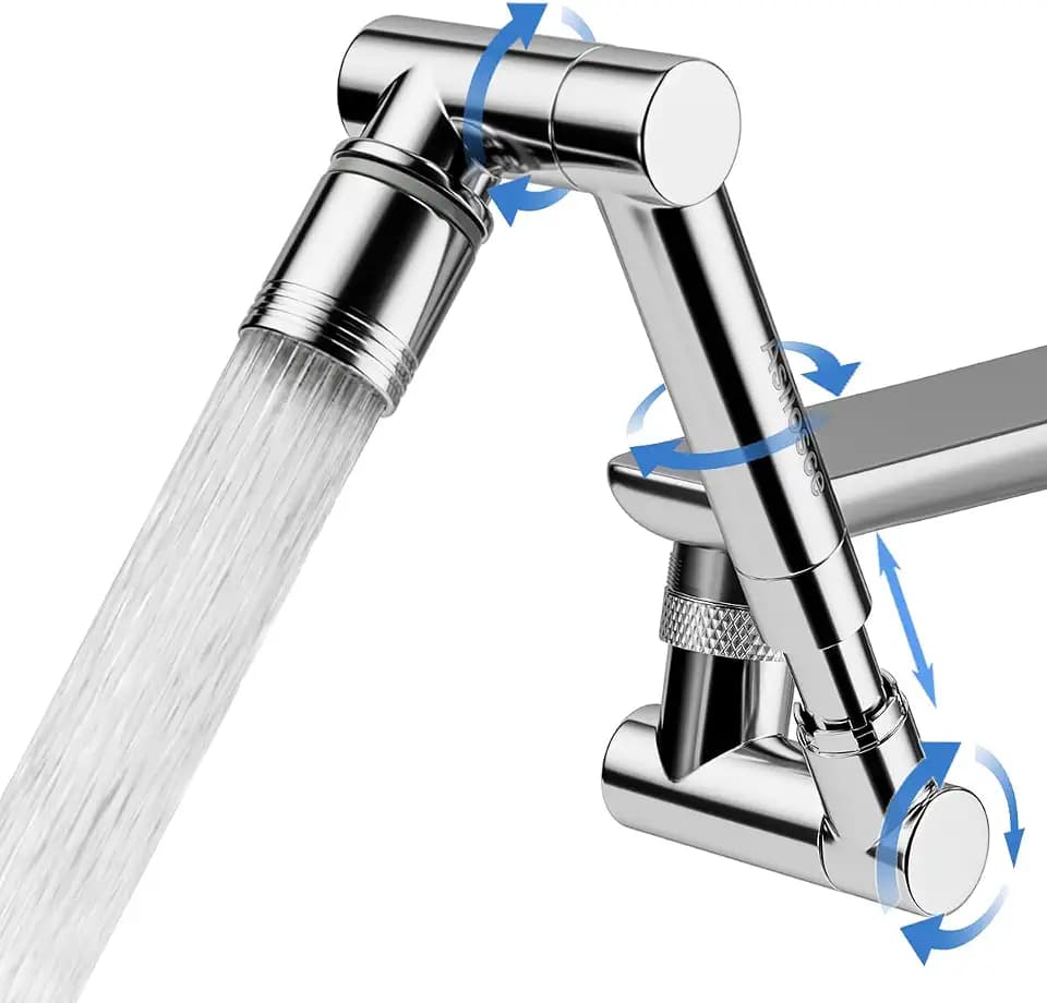 1440° swivel faucet extender, sink faucet aerator extender, swivel extendable filter, with 2 modes splash guard multi-functional universal mechanical arm suitable for kitchen/bathroom/toddlers