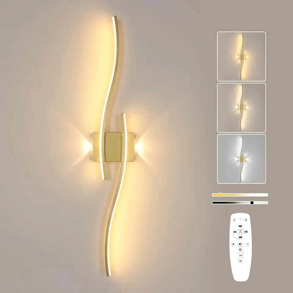 Goeco LED Wandleuchte Innen Dimmbar 89CM 29W 3262LM 3000K-6500K, Gold