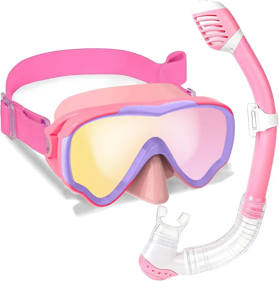 Dry Top Snorkel Set for Kids Anti-Fog Clear Vision Swim Mask Kit