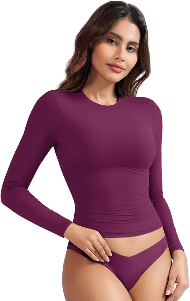YEOREO Ease Long Sleeve Shirts for Women Crew Neck Basic Tops
