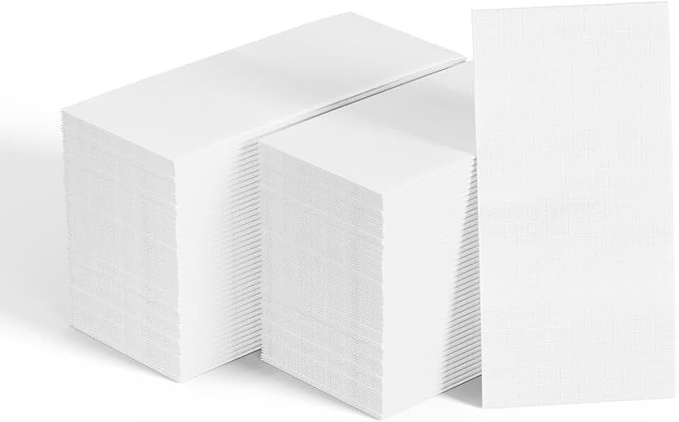 400 White Disposable 3-Ply Paper Dinner Napkins, Guest Hand Towels
