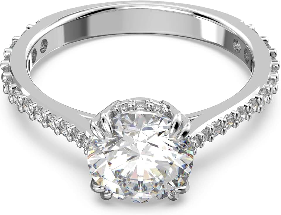 Swarovski Stilla Kollektion Cocktailring, Rundschliff, Pavé, Weiß
