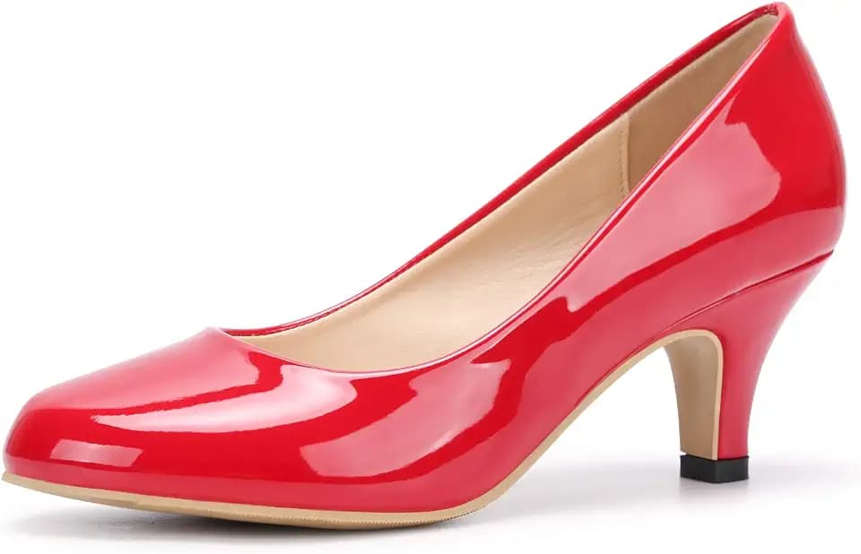 Phorecys Damen Kätzchen Absätze Runde Zehenkleid Pumps