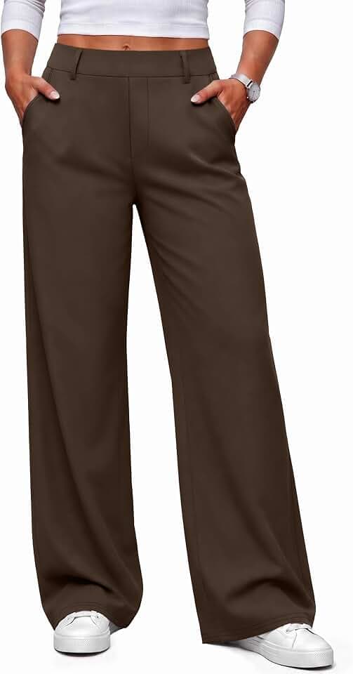 Women Fall Wide Leg Pants Business Casual Outfits Trousers Slacks Trendy